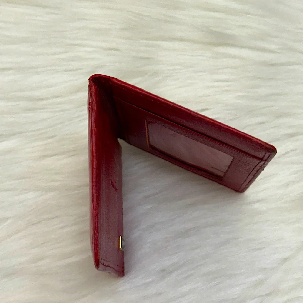 VALENTINO GARAVANI - RED LEATHER BIFOLD CARDHOLDER WALLET CASE